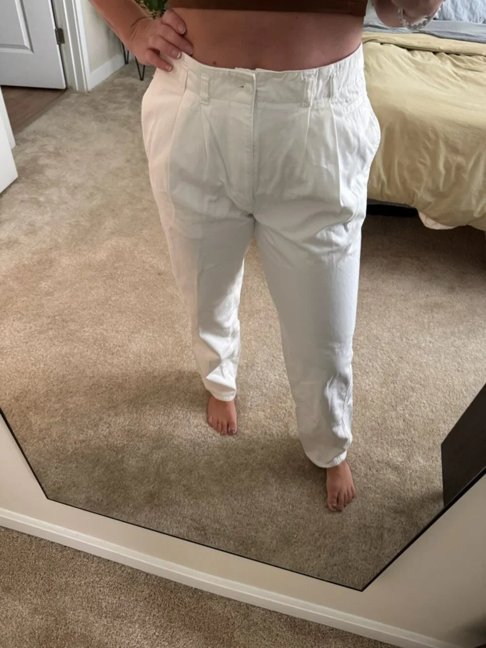 Vintage Brittania White Pleated Trousers Size 34